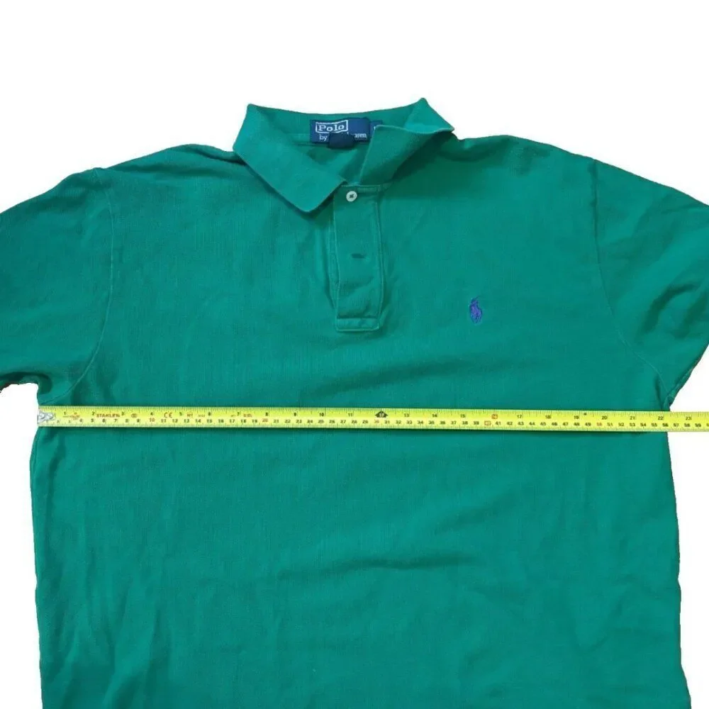 Vintage 90s Polo Ralph Lauren Polo Shirt Mens Large L Green w/ Purple Logo
